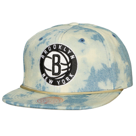 Brooklyn Nets Mitchell & Ness Acid Wash Snapback Hat - Denim